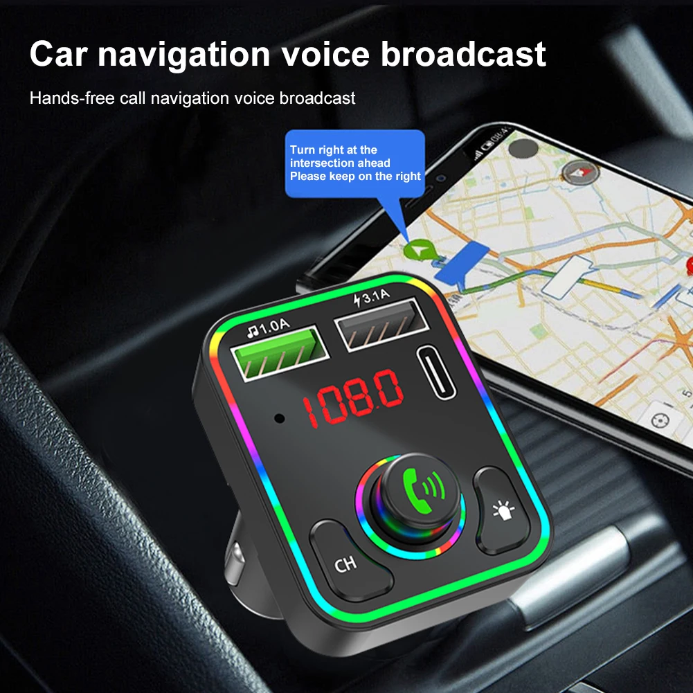 

FM Transmitter Car Wireless Bluetooth 5.0 Modulator USB Fast Charger Auto Aux Radio Mp3 Player Music Hands Free Car Kit
