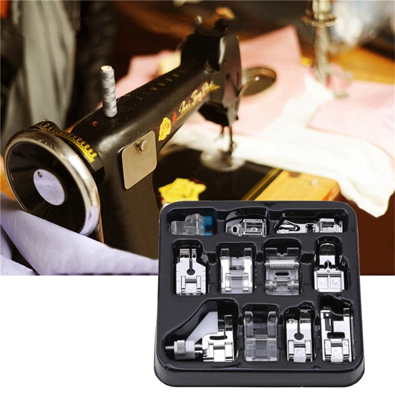 

11 PCS Sewing Machine Presser Foot Set Domestic Sewing Machine Presser Foot Braiding Sewing Knitting Foot Parts