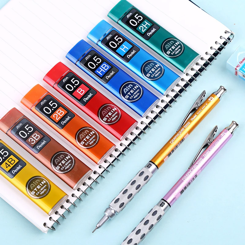 Pentel 4 трубки/лот Stein Enhanced Silica карандаш-0,5*60 мм-2 H, H, HB, B, 2B, 3B, 4B для механических карандашей письма