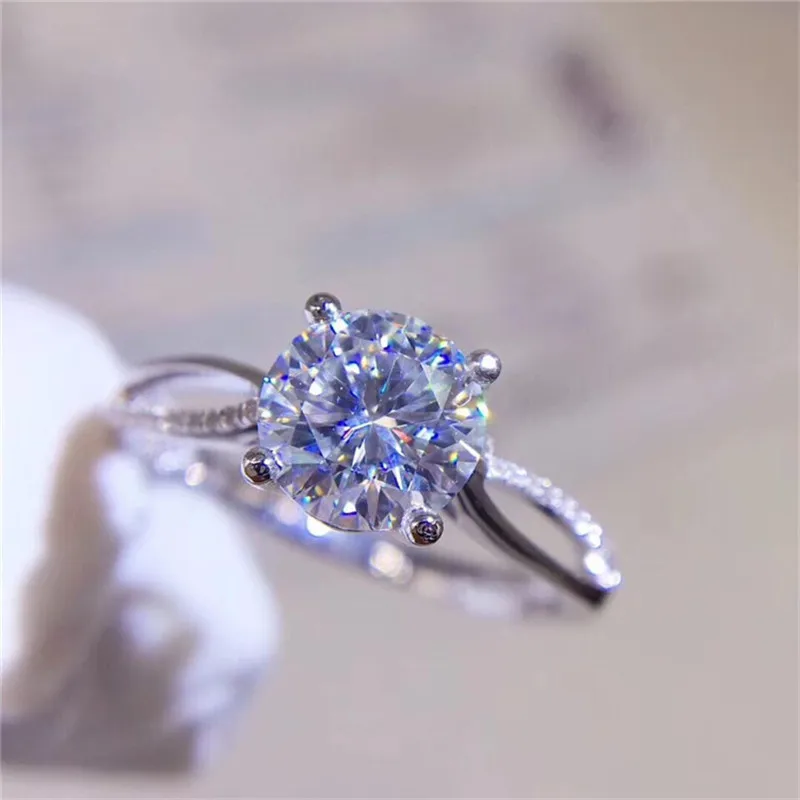 Бриллиантовое тестовое кольцо Moissanite из серебра 925 пробы с отличной огранкой 1