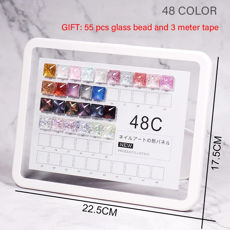 36/48 Color Nail Tips Display Stand Showing Shelf Gel Polish Chart Painting Board Glass Beads&ampFake |