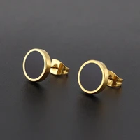 925 sterling silver male female simple round earring black stone light elegant candy earring for woman girl punk jewelry earring