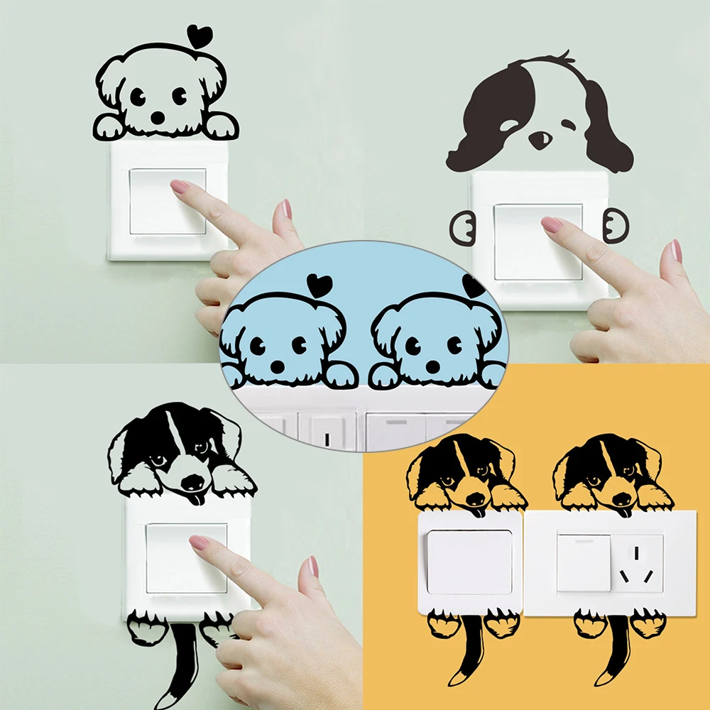 Милый кот спальный переключатель в виде собаки Стикеры s выключатель розетки
