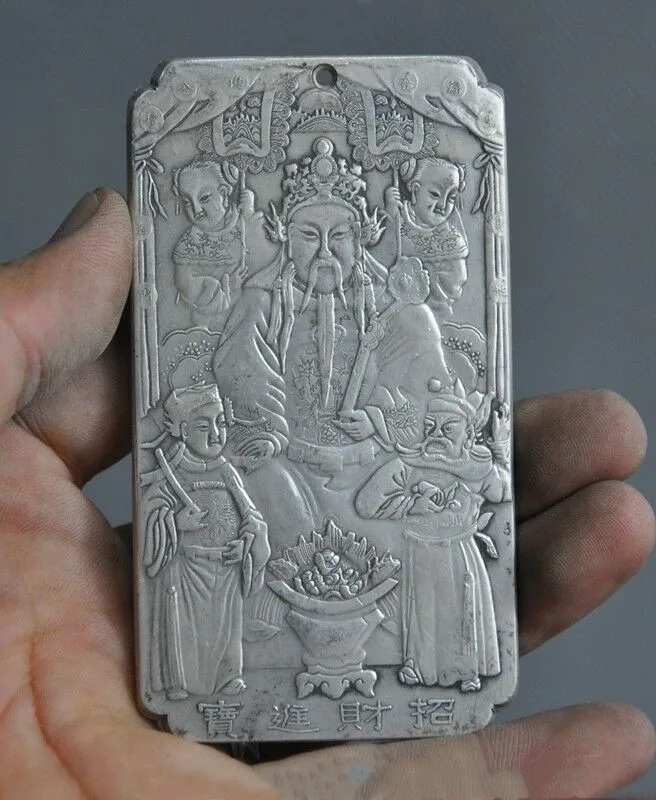 

Старый китайский из тибетского серебра резной благоприятный для мальчиков амулет Periapt кулон Статуи для украшение для дома украшения Бог бо...