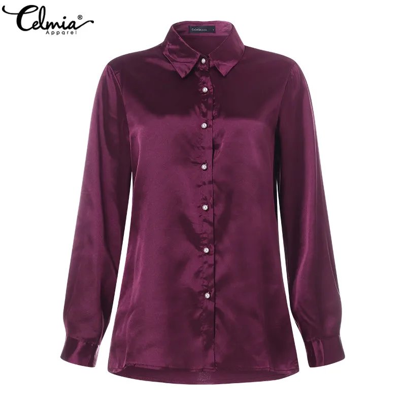 Блузка Celmia женская с воротником лацканами и пуговицами модная винтажная уличная