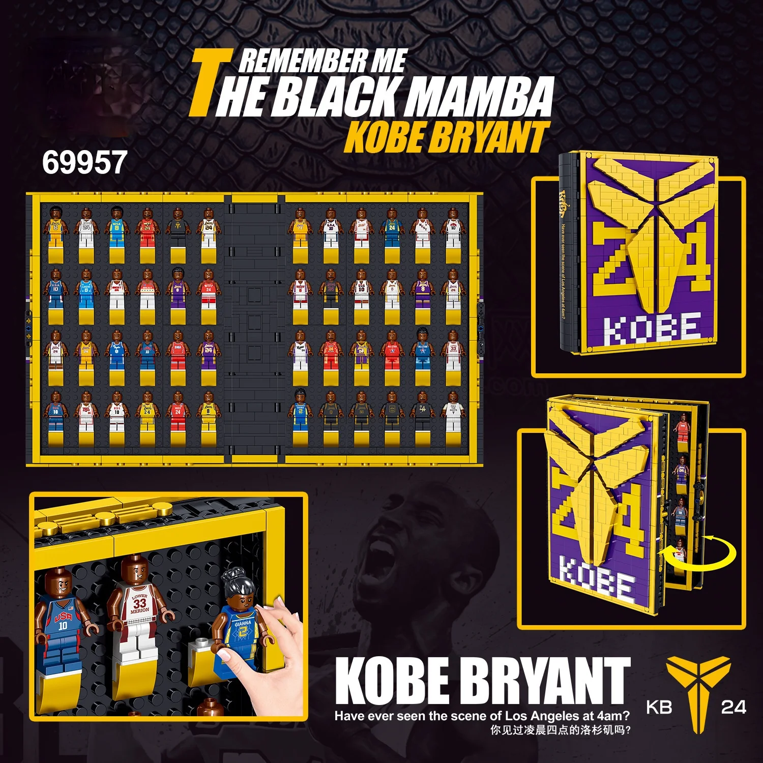 

Kobe Memorial Assembly Manual Collector's Edition Building Block Book Lakers Jersey Limited Educational Building Block Toys