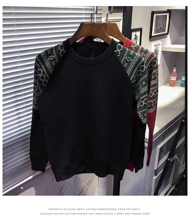 

2021 new knitted sweater men's autumn and winter fashion brand embroidered long sleeve British style