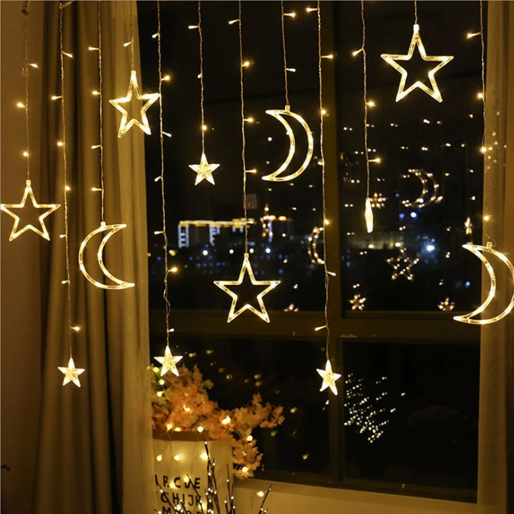 

LED Small Lanterns Flashing Light String Light Sky Full of Stars and Moon Curtain Lights Room Dormitory Wedding Decoration Light