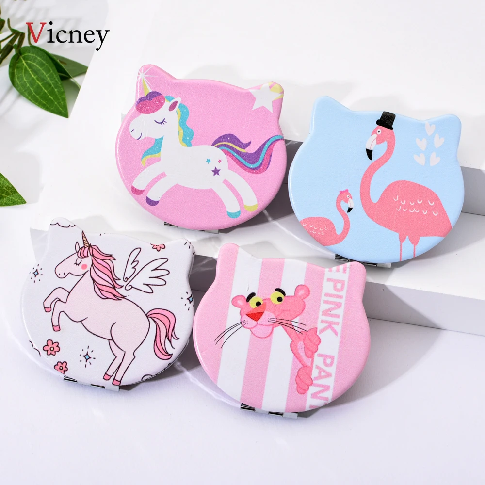 Модные ручные зеркала для девочек мини зеркало макияжа в форме кошачьей головы