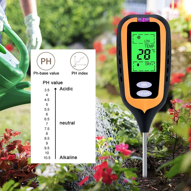 

Digital 4 IN 1 Soil Tester PH Meter Moisture Monitor Temperature Sunlight Tester for Garden Farm Lawn Plant Seeding Testing Kits