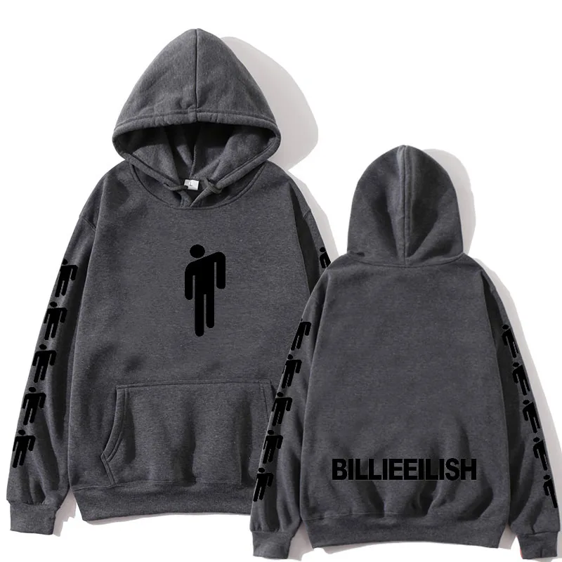 Новая популярная толстовка с капюшоном Billie Eilish Mannen Zwarte Katoenen, толстовка с капюшоном Paar Billie Eilish, теплая толстовка с капюшоном для дома/manne - Цвет: Dark gray