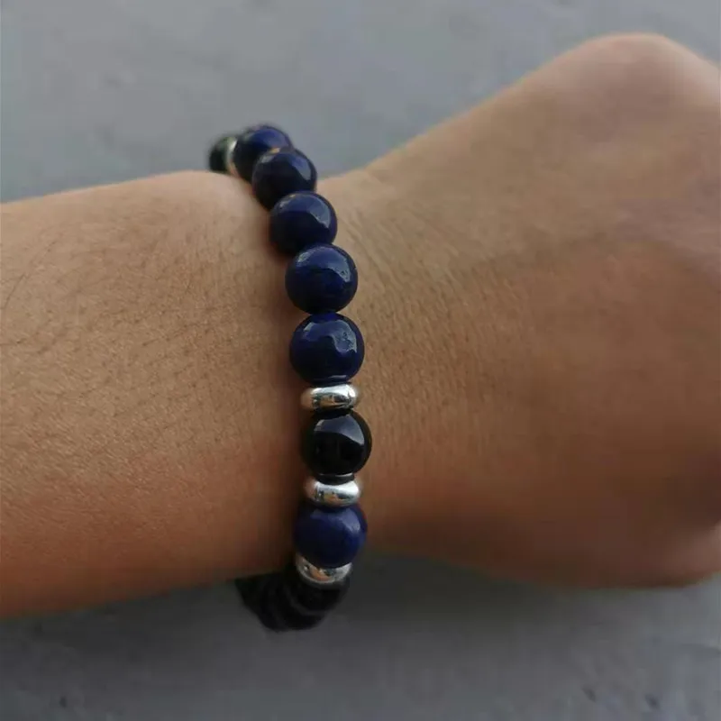 SR мощный мужской браслет Высокое качество 8 мм Энергетический Браслет из черного