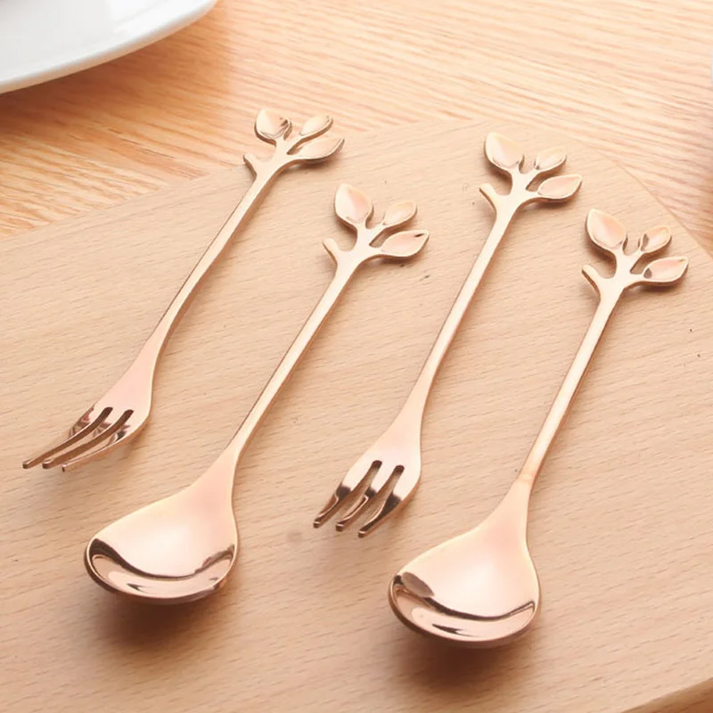 Ложка в скандинавском стиле с листьями креативная ложка из нержавеющей стали