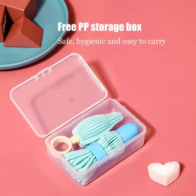 

2Pcs/set Baby Nipple Milk Bottle Cup 360 Degree Sponge Cleaner + Pacifier Bottle Brush With PP Storage Box