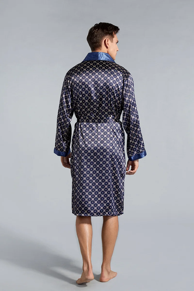 Two-Piece Bathrobe Pants OR Shorts Pajama Set Long Sleeve Nightgown Men Kimono Silky Robe for Men Sleepwear Bath Robe Sleep Tops