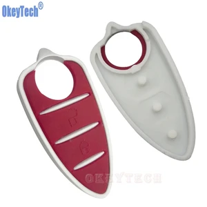 Силиконовый резиновый коврик для ключей OkeyTech, 3 кнопки для Alfa Romeo Mito Giulietta 159 GTA, сменные красные откидные дистанционные автомобильные брелки