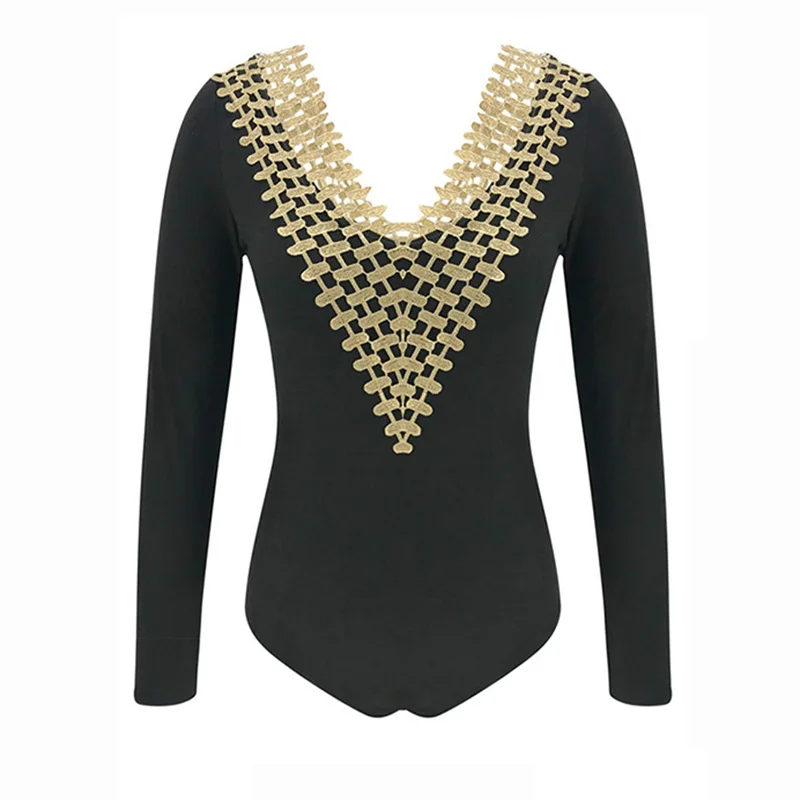 Женское боди с длинным рукавом и V образным вырезом| |