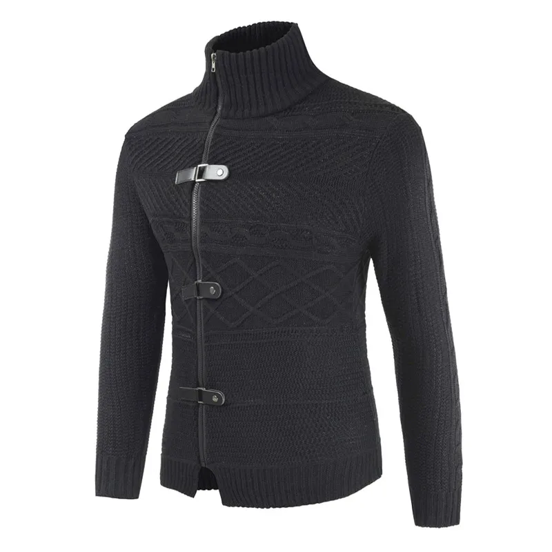 Мужской Хлопковый кардиган с воротником-стойкой осенне-зимний теплый плотный на