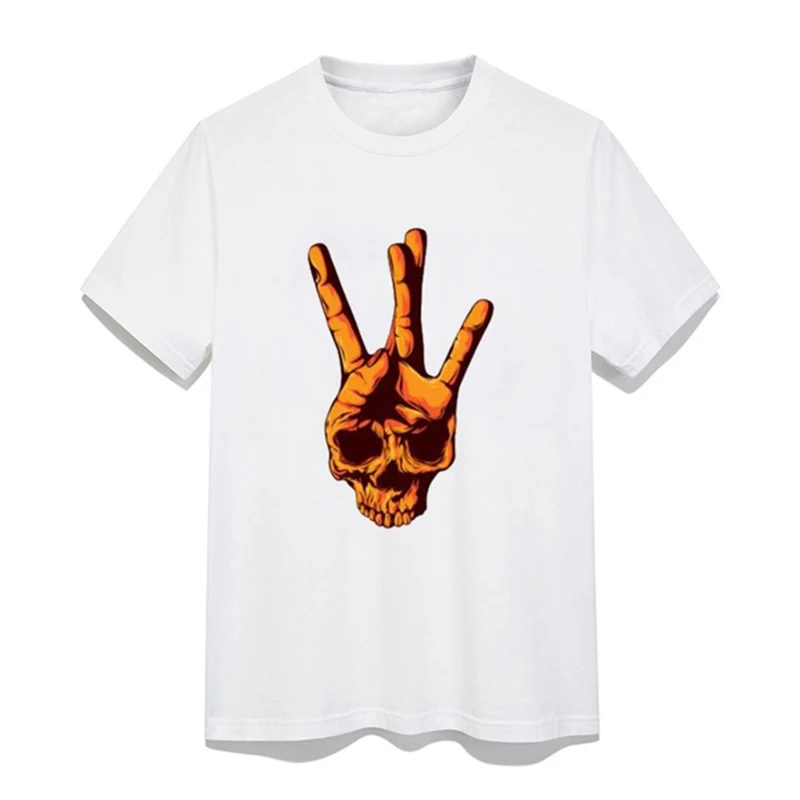 Прямая поставка Westside Hand Hiphop Skull 100% Cutton с коротким рукавом Графический топ модная