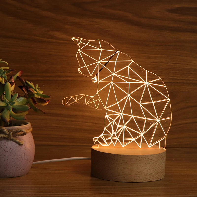 3D Светодиодная лампа Usb круглая кошка электрическая лампа кошка ночник на Amazon