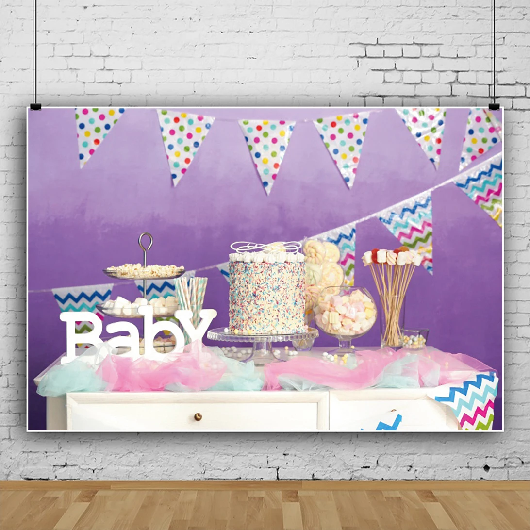 

Laeacco Newborn Baby Birthday Party Candy Party Cake Smash Sessions Photography Backdrop Photoshoot Backgrounds For Photo Studio