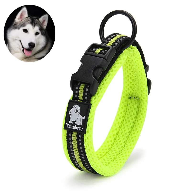 

Pet reflective dog collar nylon sandwich breathable mesh cloth collar dog collar dogs pets accessories