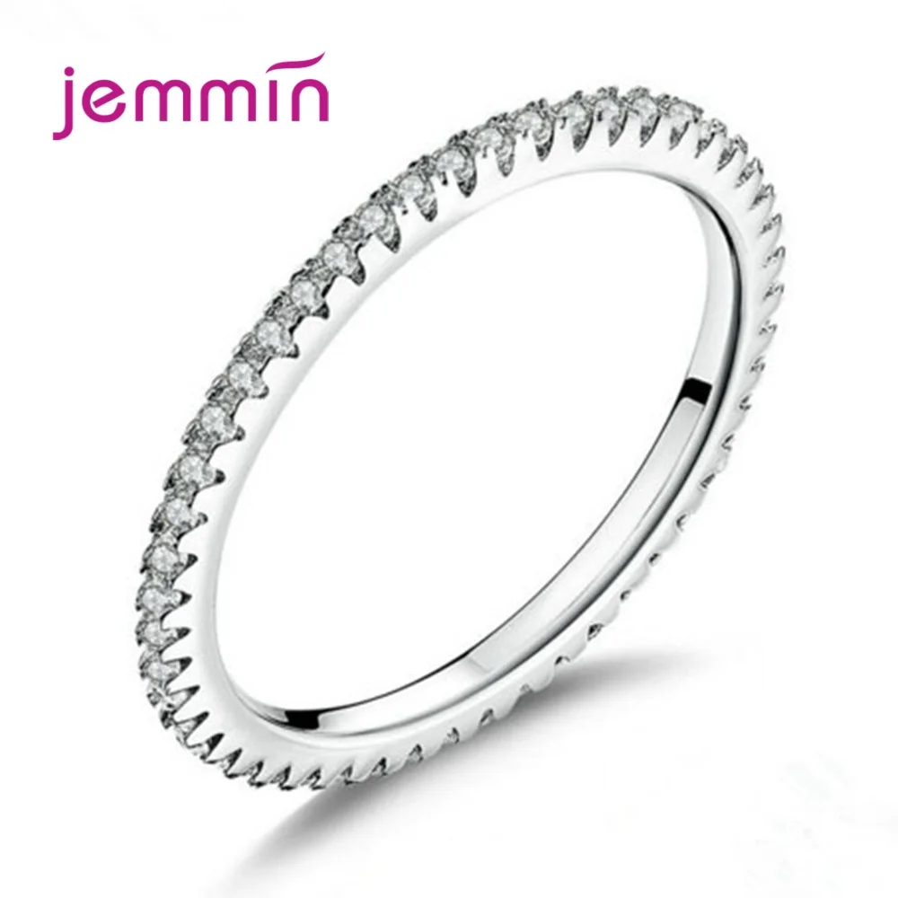 Simple Full Cubic Zircon Inlay Paved Round Circle Ring Fine Jewelry 925 Sterling Silver Brilliant Stackable Finger Accessories | Украшения
