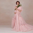 Красивое Розовое длинное Тюлевое платье подружки невесты халат для беременных пикантные Свадебные платья с просвечивающим рисунком ночные платья модное платье для беременных женщин 2021