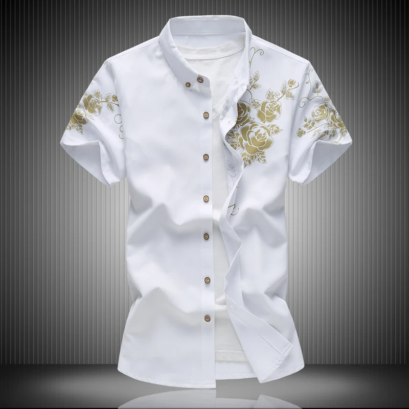 

Summer Men's Large Size Shirt 4XL 5XL 6XL 7XL, High Quality Casual Short Sleeve mens Shirt , Brands Printed Shirts Men