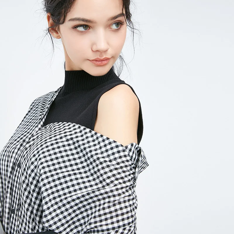 Vero Moda Новое поступление вязаный жилет клетчатое платье-рубашка | 3184SZ506