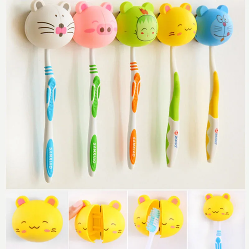 

Cute Various Cartoon Animal Head Toothbrush Holder stand with Wall Suction Cup