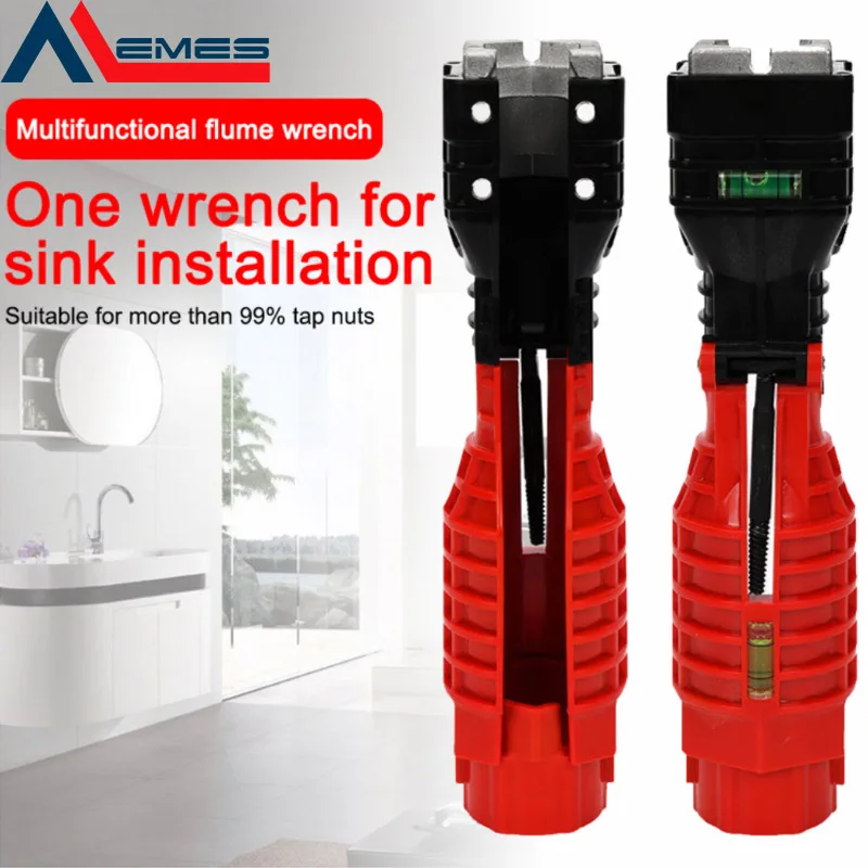 

Flume Wrench Anti-Slip Kitchen Sink Sleeve Water Pipe Repair Wrench Faucet Wrench Multifunctional Double Head Maintenance Tool