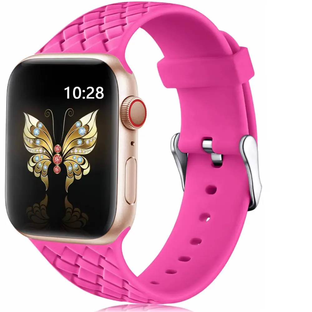 Ремешок для apple watch 5 ремешок 44 мм 40 iwatch силиконовый 42 38 тканый узор браслет 4 3 2