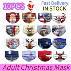 10 шт. 2022 взрослые рождественские маски с северным Ротом Одноразовые Милые Мультяшные маски для лица 3-слойные маски для Хэллоуина