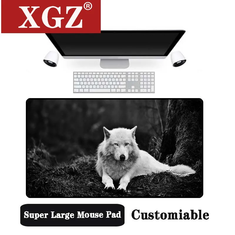 

Xgz Big Promotion Large Size Multi-size Locked Mouse Pad Gray Wolf Black and White Pattern PC Computer Notebook Desk Mat cs go