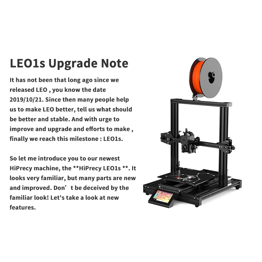 Hiprecy LEO 1S 3D Printer Magnetic Heatbed ALL Metal Printer Support 1.75mm PLA I3 DIY KIT Hotbed Dual Z-axis TFT Screen ender 3