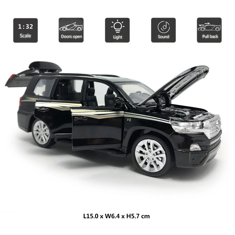 Модель автомобиля HOMMAT 1:32 Toyota Land Cruiser SUV из металлического сплава игрушечная