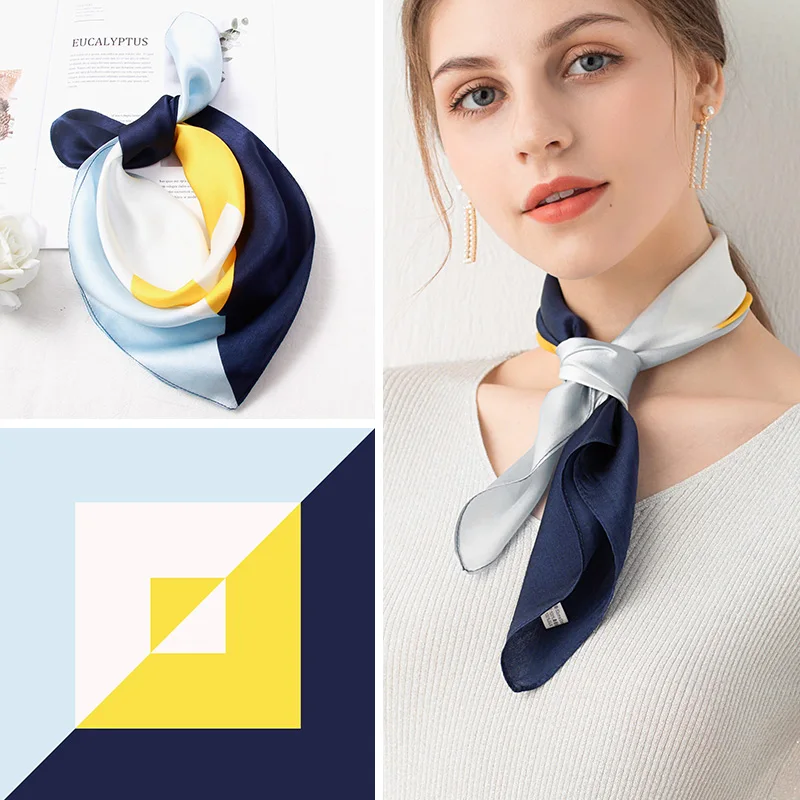 

Square Silk Scarf Women 53x53cm Print 100% Natural Satin Silk Neck Scarf Office Hair Scarf Foulard Kerchief Female Bandana Shawl