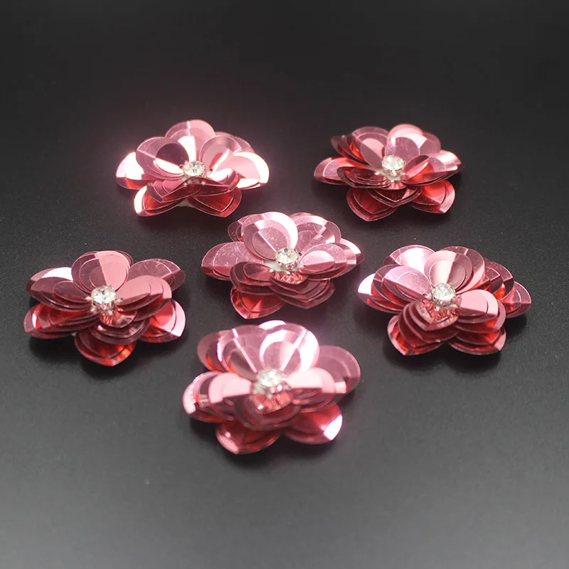 Ручной работы и накладкой розовый блестка для ногтей Стразы аппликация цветок