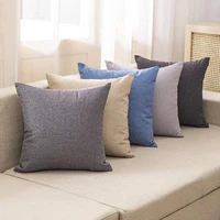 solid color square cotton linen pillow case simple style home decor sofa pillow cover 2pcs a lot