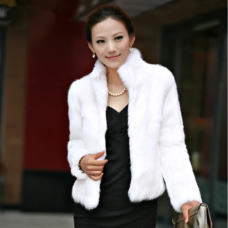 2022 New Genuine Rabbit Fur Coat Women Full Pelt Real Jacket Winter Overcoat Customized Big Size Mandarin Collar | Женская одежда