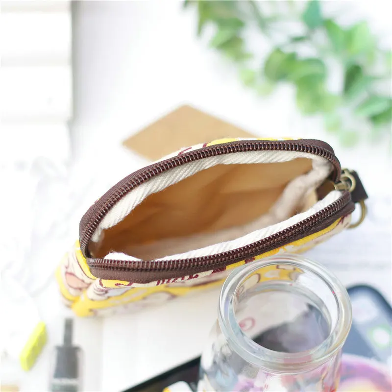 Мини винтажный женский квадратный милый короткий кошелек с кошкой Холщовая