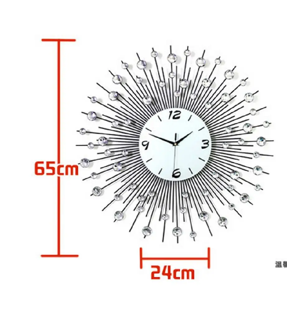 Роскошные Большие размеры хрустальные металлические настенные часы Европейский