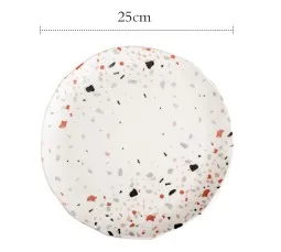 Terrazzo Dinner Plates Dessert Dishes Bowl Tableware Sets Salad Bowl Ceramic Plates - Color: 250mm