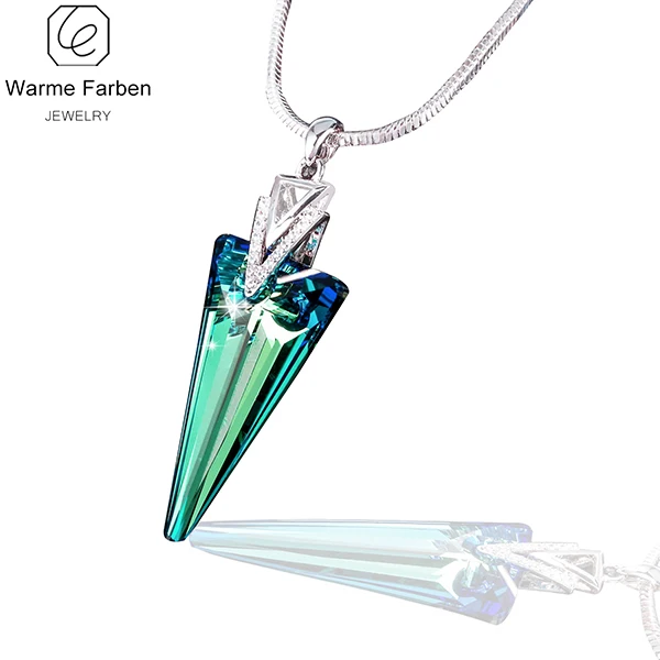 as picture Warme Farben Кристалл от Swarovski треугольный кристалл кулон ожерелье со змеиной цепочкой хорошее ювелирное изделие подарок для леди ожерелье - Цвет камня: as picture