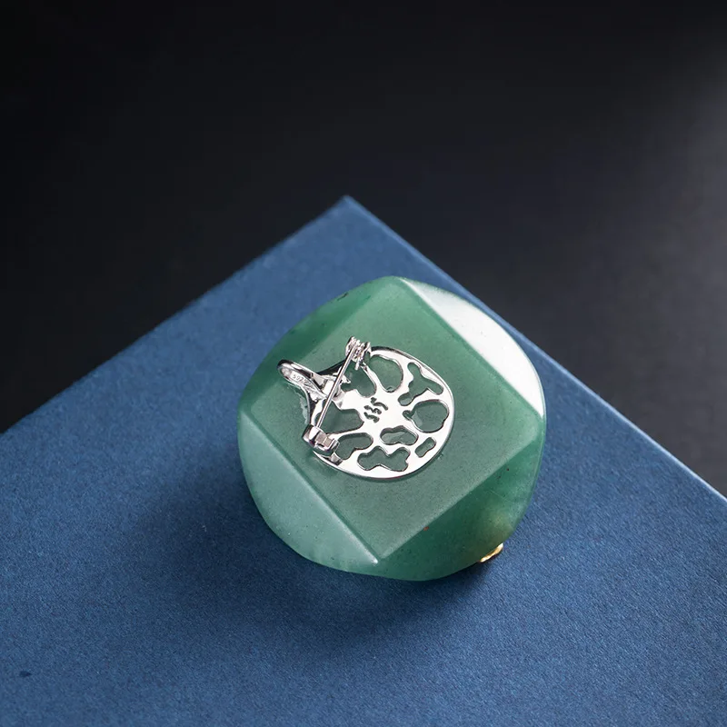 Женская Брошь из серебра 925 пробы брошь в виде листка лотоса натурального нефрита