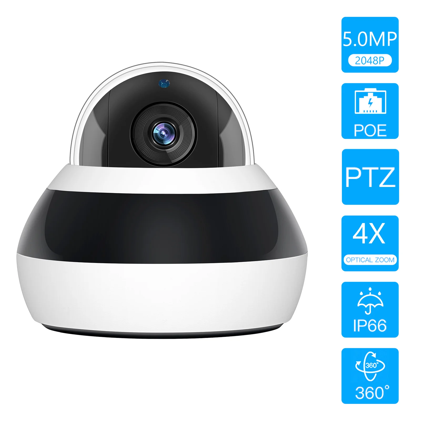 

5MP Super High Definition POE PTZ Dome Camera,Outdoor Security Camera with Night Vision,Motion Detection,IP66 Waterproof