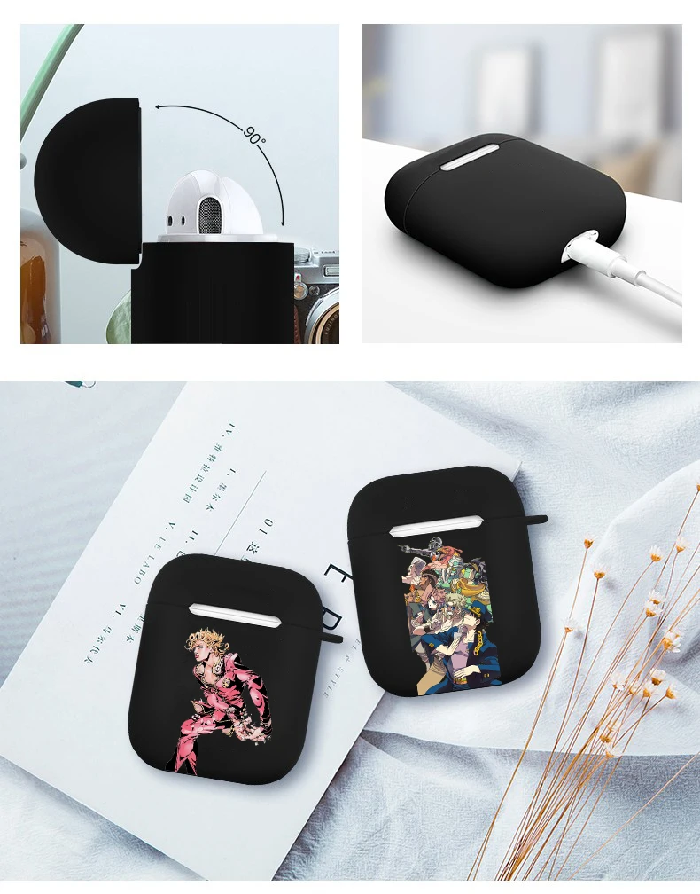 Приключения Джоджо более неба JoJo аниме чехол для Airpods 2 в 1 s Для Air pod черный матовый