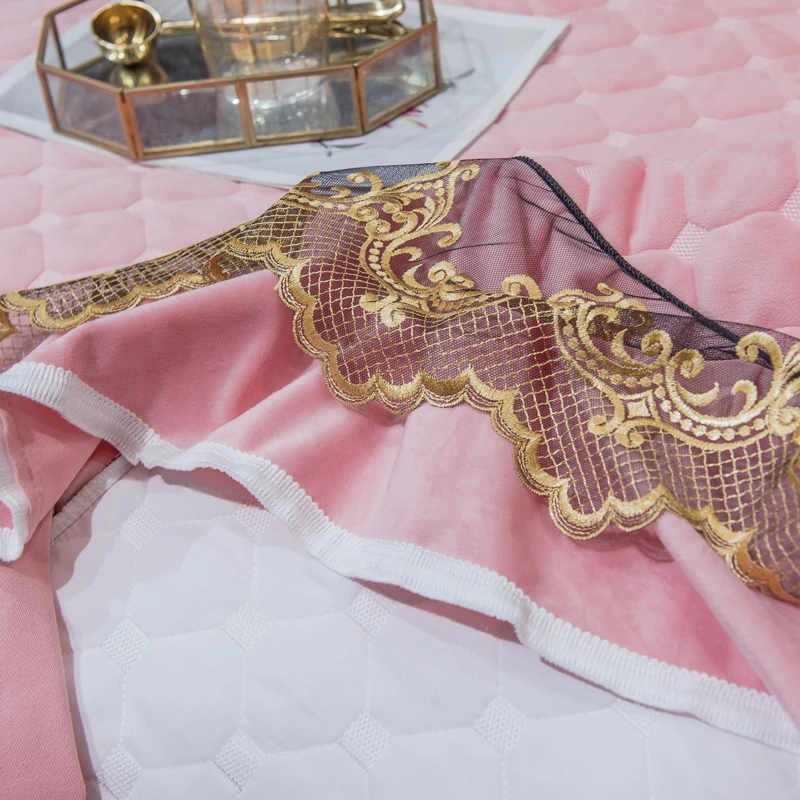 Новый роскошный розовый плотный бархатный фланелевый флисовый стеганый Золотой