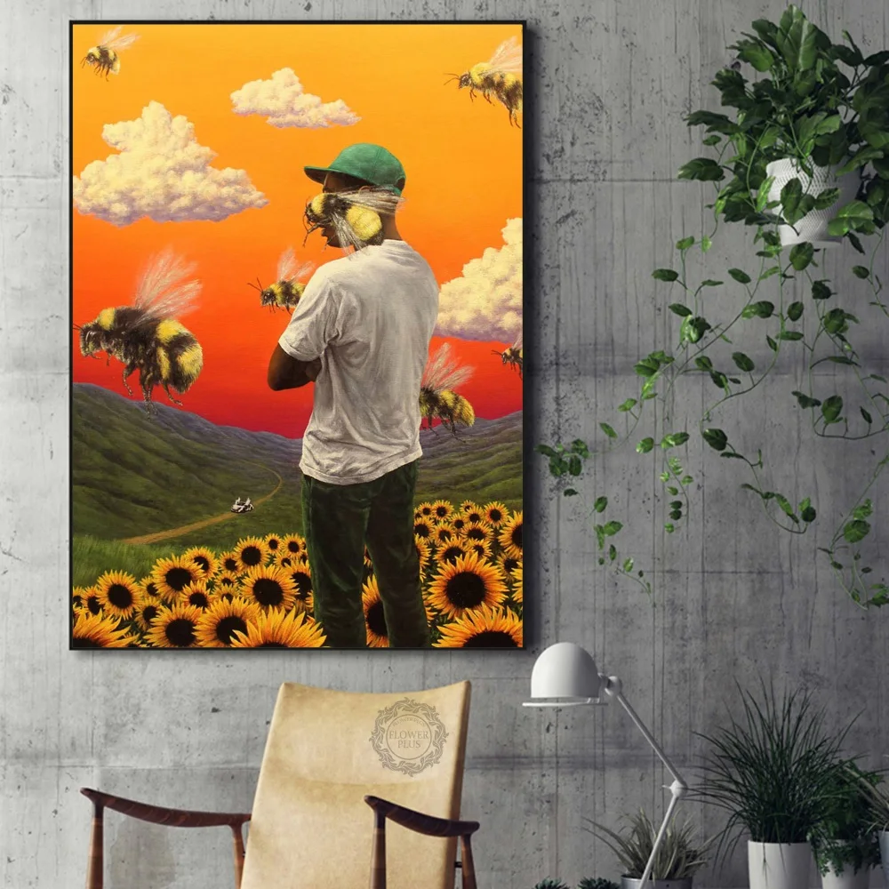 Горячий Tyler The Creator цветок мальчик рэп музыка хип хоп альбом звезда плакат искусство светлые холщовые домашняя, комнатная, Настенная Декор с печатью
